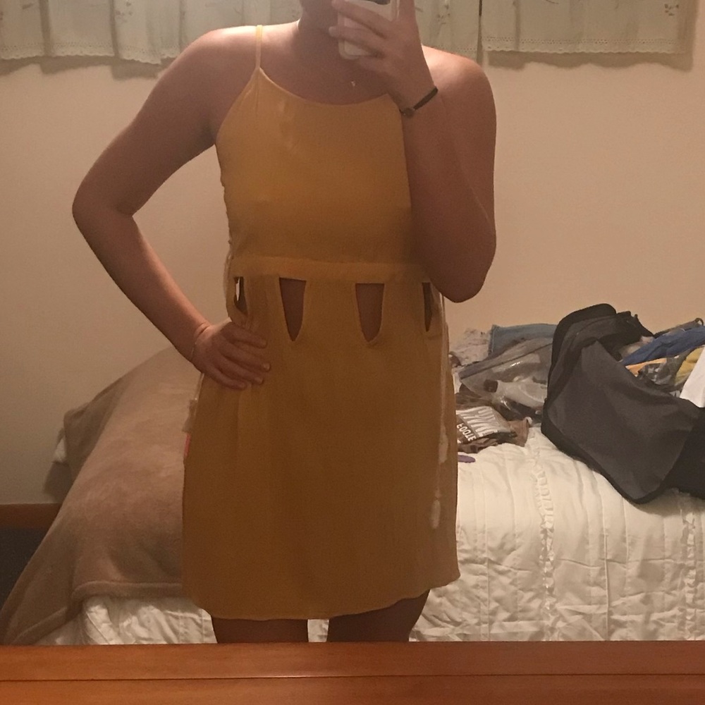NWT Yellow Cut Out Mini Dress